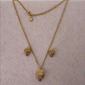 Kurt Geiger London Rainbow Crystal Eagle Necklace & Earrings Set NWT